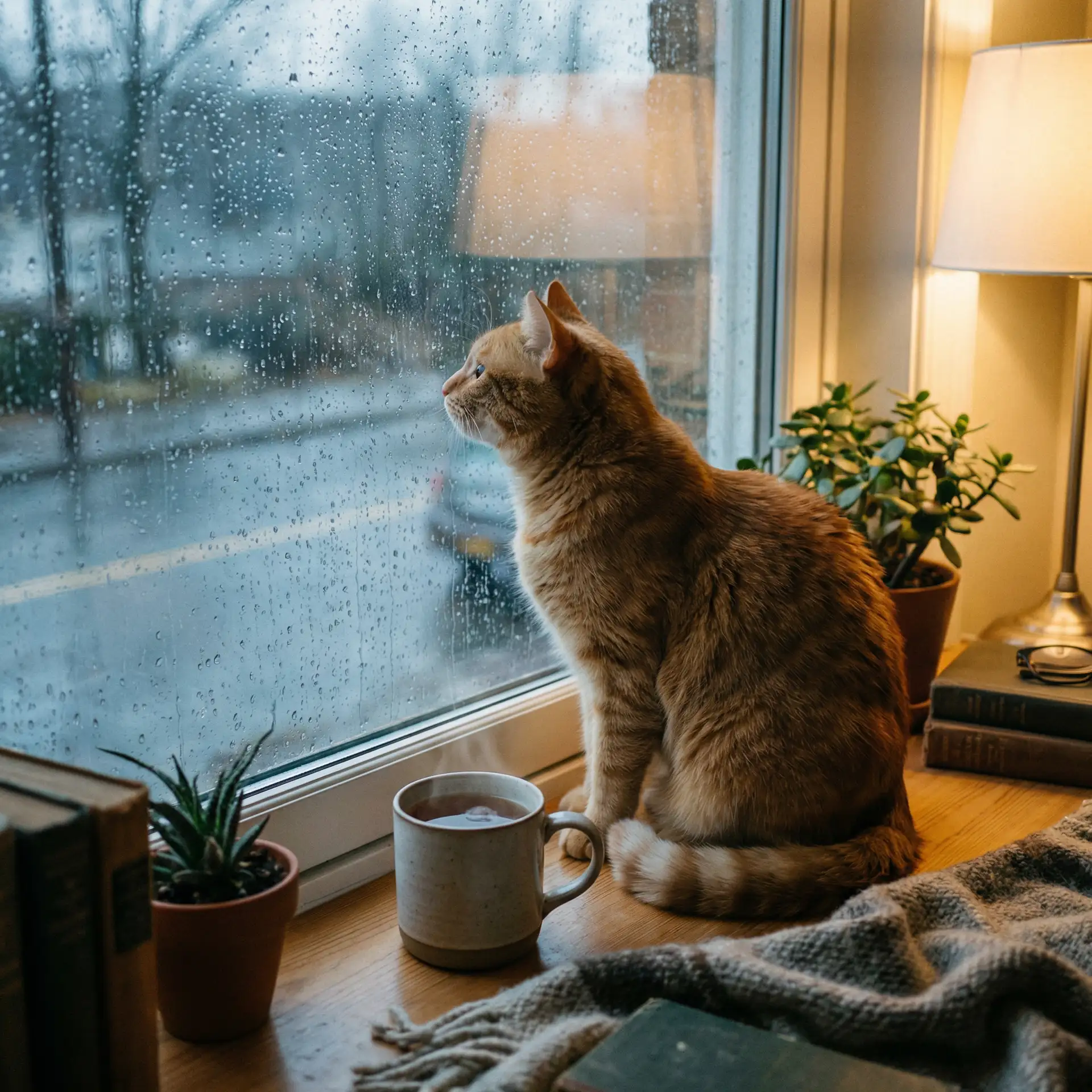 猫咪望着窗外的雨 - 皎若云间月电视剧